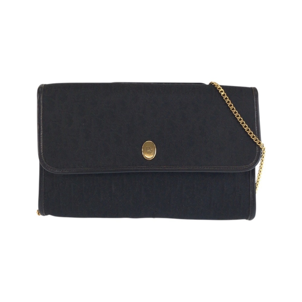 Christian Dior Vintage Trotter Black Canvas Chain Shoulder Bag/Pouch for Women - Picture 1 of 10